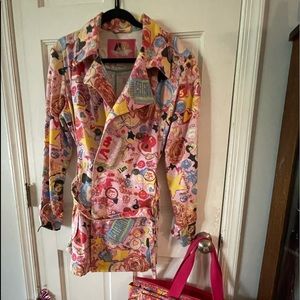 Vintage Fiorucci cotton trench coat with matching vinyl bag
